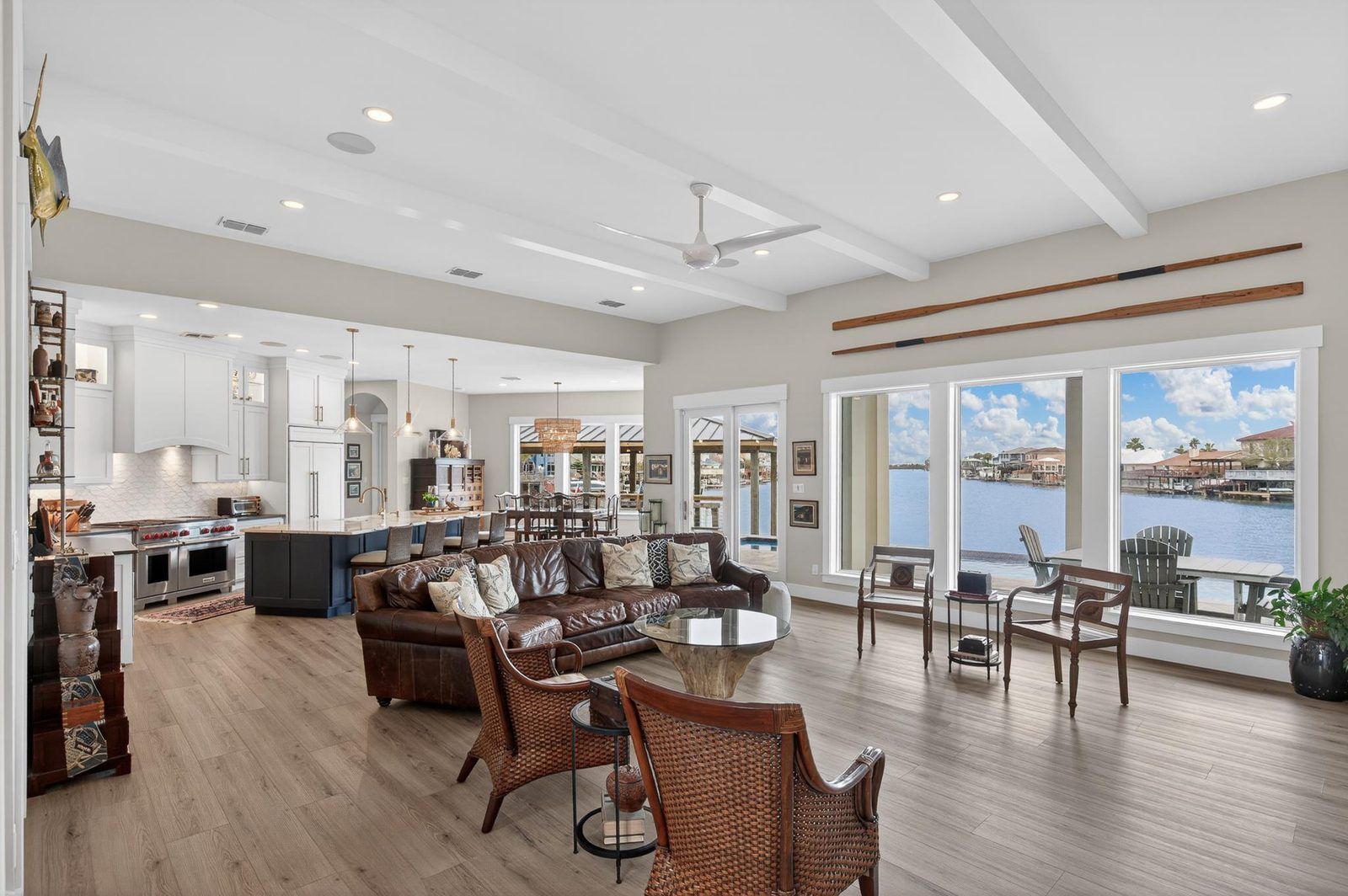 Great room with water views